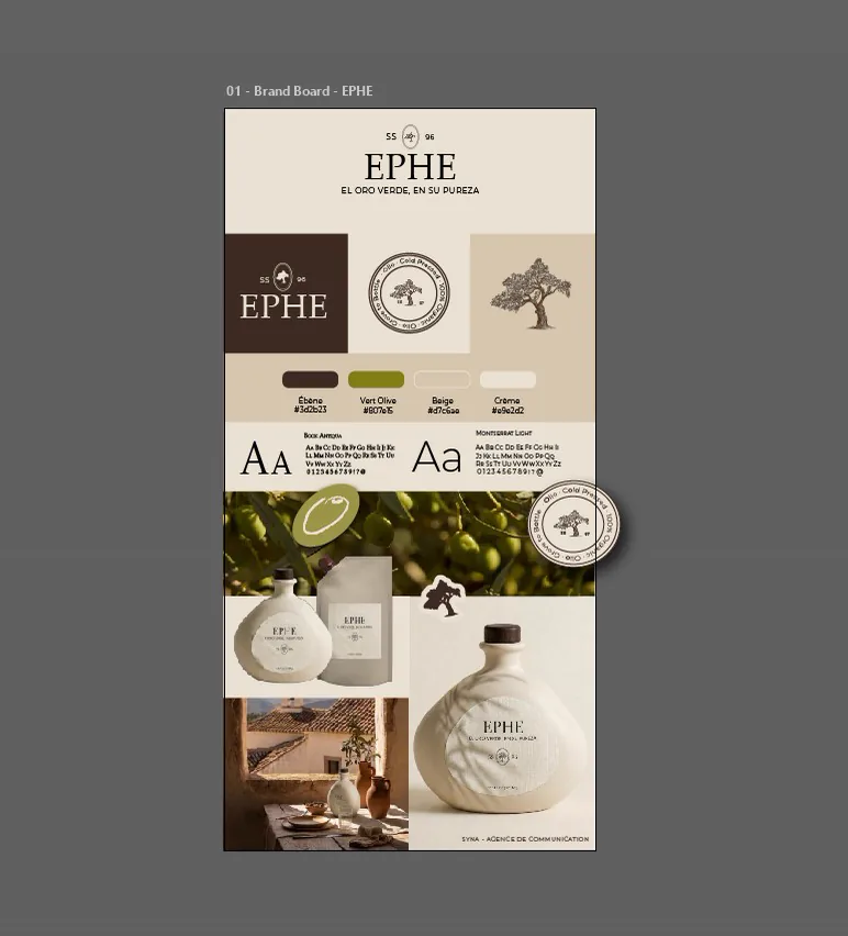 Planche de direction artistique EPHE sur l'univers de marque